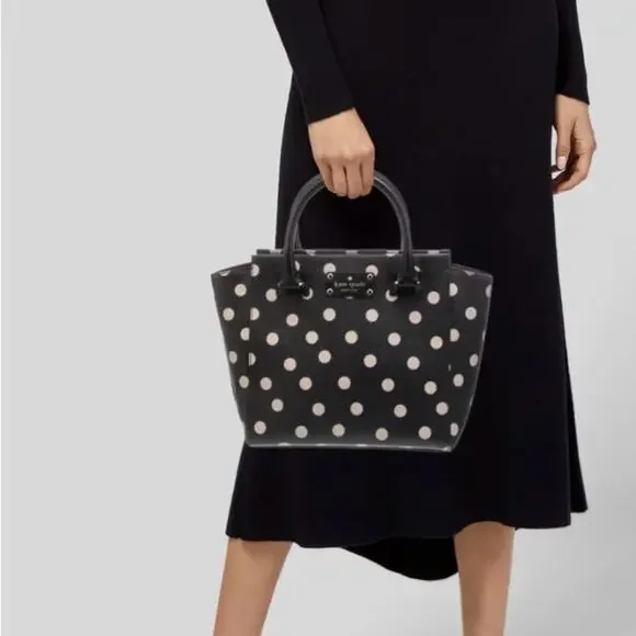 Kate Spade Totebag - Polkadot - Pink Black - Y2k Shoulder Purse - Clutch Purse